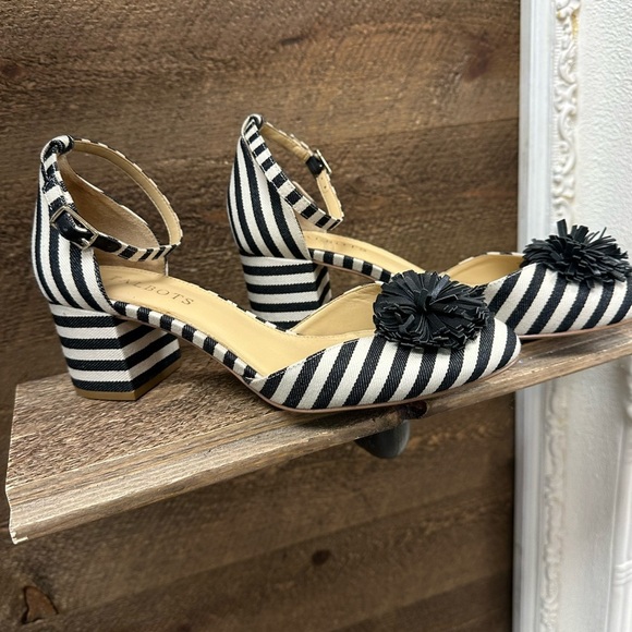 Talbots Black & White Striped Block Heel Sandals Size 7M - Picture 3 of 9